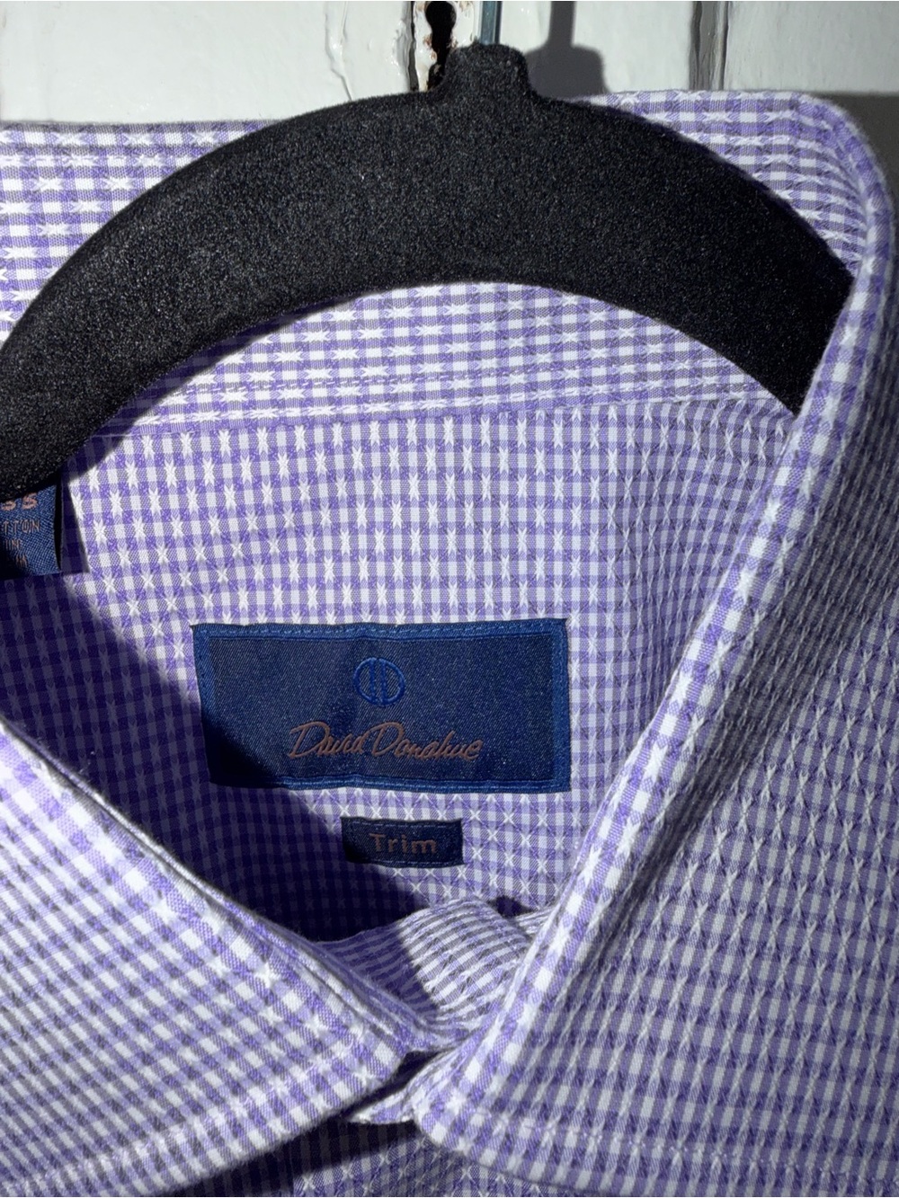 David Donahue Lavender Check Dress Shirt